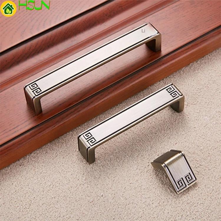 New Chinese cabinet door handle European light luxury antique drawer cabinet wardrobe zinc alloy bronze coffee handl